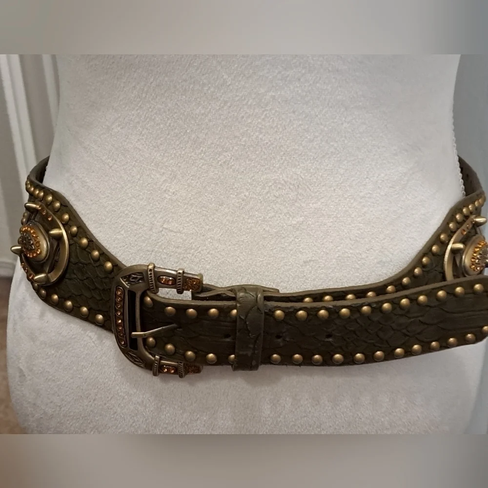 Handmade Leather & Brass Belt With Embellishments